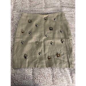 Ann Taylor Beige Mini Skirt with Embellishments